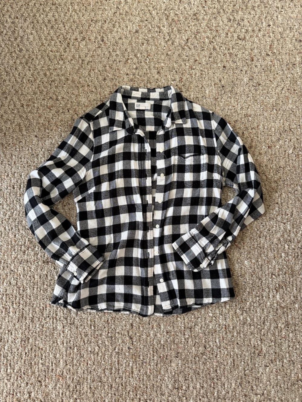 GAP Black and White Checked Button-Down Shirt